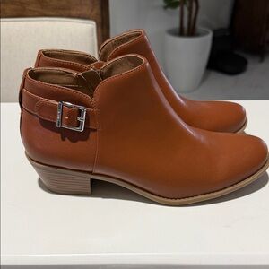 Vionic Joy Millie Buckle Leather Ankle Boots  - BROWN